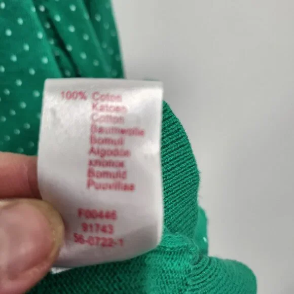 Woman Within Button Up Cardigan Womens Large Green Polka Dot Preppy Casual - Picture 6 of 9